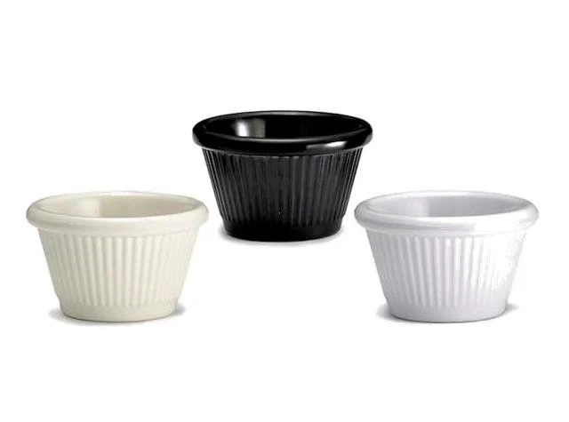 TABLECRAFT 6x 1.5oz Ramekin Melamine Fluted, White, Black, Bone, Relish, Dip Dish