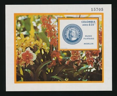 Hoja de flores de recuerdo Colombia Scott #C635, centrado en muy buen estado (como nuevo nunca montado) Foto 1 de 2