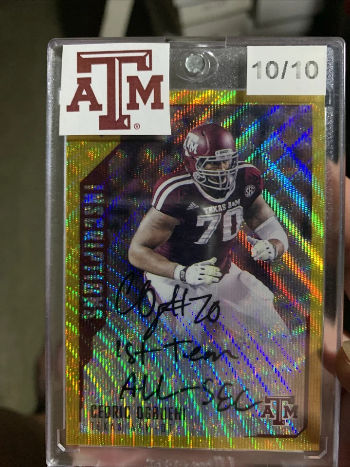 Cedric Ogbuehi 2015 Upper Deck Inscription Gold Auto 10/10 Ebay 1/1 Twxas A&M - Image 1 of 2