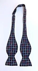 Vintage Retro HARRODS SILK Bow Tie Self Tie Black Multi Checked Adjustable - Picture 1 of 9