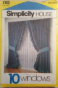 SIMPLICITY House 118 VTG 80s Window Curtains 10 styles tie-back cottage Pattern - Picture 1 of 6