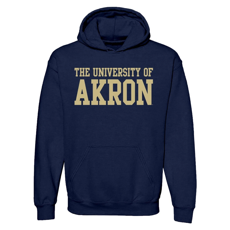 Akron Zips Basic Block Licensed Hooded Sweatshirt - Navy - Image 1 of 4