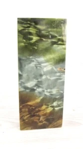 Stabilized Dyed Quilted Box Elder Knife  Block Green  4.5x1 3/8x1 3/4 Nice - Picture 1 of 6