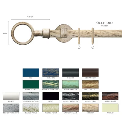 Scorritenda Corda Strappo Bastone Tenda Ferro Battuto Terminale OCCHIOLO Vami - Immagine 1 di 2