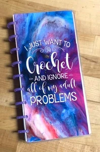 Juego de 4 cubiertas de hilo de ganchillo Ignore my Problems uso con media hoja NB Happy Planner - Imagen 1 de 4