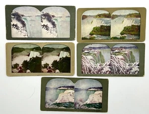 Antike farbige Stereo Ansicht Reisekarten der NIAGARAFÄLLE - 5 Stück - Bild 1 von 7