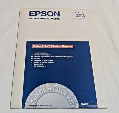 Epson Premium ColorLife Photo Paper 13 x 19 in Super B-super A3 (20 Sheets) - Image 1 of 4