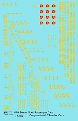K4 O Scale Decals Pennsylvania PRR Congressional Passenger Car Dulux Gold - Image 1 of 4