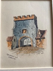 MOUNTED VICTORIAN WATERCOLOUR Edward POCOCKE MAGDALEN OUT GATE NORWICH - Picture 1 of 3