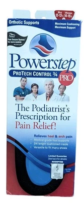 Powerstep Pro ProTech Control 3/4 Length Insoles Orthotic Support M12-13.5 - Image 1 of 4