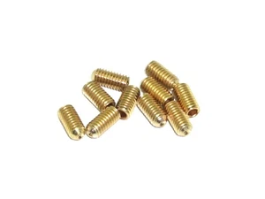 Vite senza fine dorata M3x6 TiN DIN913 perno filettato piatto 45H - Foto 1 di 2