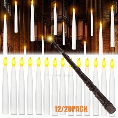 12/20 Stück Flackernde LED Kerze Schwimmende Kerzen mit Zauberstab Fernbedienung - Bild 1 von 4
