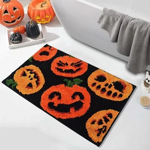 Alfombras de baño de Halloween, alfombra de baño calabaza malvada microfibra lavable antideslizante A... - Imagen 1 de 7