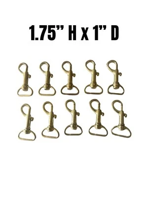 "Lote de 25 ganchos de cordón de metal 1,75""X 1"" dorado a presión giratorio para clips de cierre" Foto 1 de 4