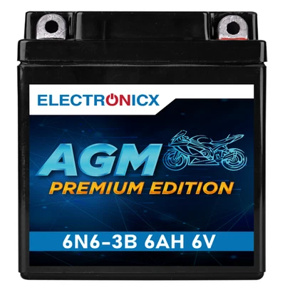 Electronicx 6N6-3B 6V 6Ah AGM Batterie – Wartungsfrei, Leistungsstark für Motorr - Bild 1 von 4
