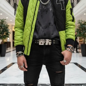 Nuovo Uomo Metallo Argento Rap Fibbia Hip Hop Strada Moda Club Bill Soldi Hood - Foto 1 di 24