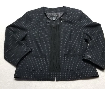 Willi Smith XL Jacket Linen Blend Black White Hook Eye Closure Career Gothic - Image 1 of 4