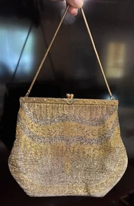 VTG WALBORG Hand Made FRANCE Silver Pewter & Gold FRENCH CUT STEEL Handbag PURSE - Picture 1 of 16