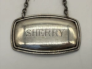 Silber Teller Sherry Dekanter Flasche Anhänger Etikett Made in England - Bild 1 von 5