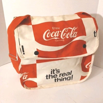Coca-Cola vintage é uma coisa real! Mochila de lona vinil interior 12"x12"x5" - Imagem 1 de 4