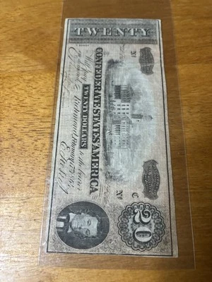 1864 $20 Confederate States of America - Image 1 of 2