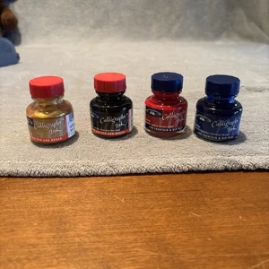 Lot Of 4 STUART HOUGHTON LTD CALLIGRAPHY INKS COLORS 30ML BOTTLES NEW 🔥 - Picture 1 of 5