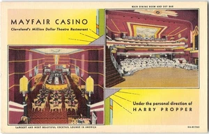 MAYFAIR CASINO Bar Interior ART DECO Cleveland, Ohio Theater '30s Linen Postcard - Picture 1 of 2