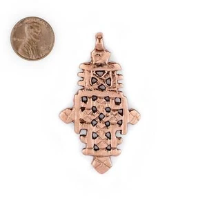 Copper Coptic Cross Pendant 60x34mm Ethiopia African Large Hole Handmade - Picture 1 of 2