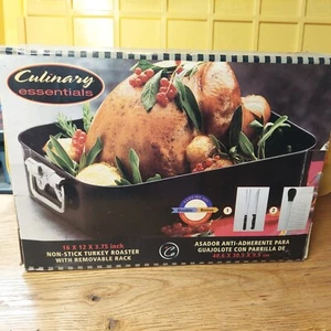 Tostador de pavo antiadherente Culinary Essentials con estante en caja original - Imagen 1 de 10