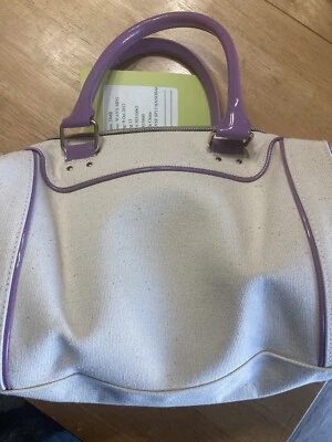 Victoria Secret Purple & Beige Canvas Purse New - Image 1 of 2