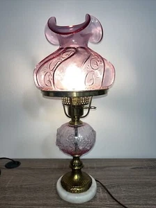 Vintage Cranberry Lamp Lamp 20” - Picture 1 of 11