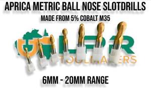 Ballnose Slotdrills - 5% Cobalt (from 6 to 20mm) Straight Shank - Aprica