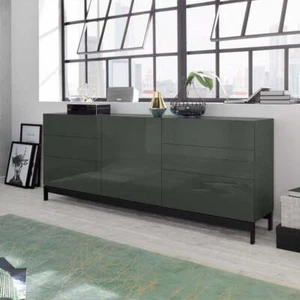 Credenza moderna 1 anta + 6 cassetti METIS con piede in metallo antracite laccat - Foto 1 di 3