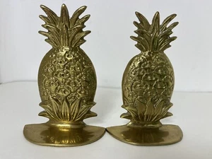Vintage Brass Pineapples Bookends 5.5” - Picture 1 of 7