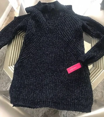 Suéter de chenilla xhilaration recortado simulación cuello en V y hombros grandes aberturas laterales Foto 1 de 4