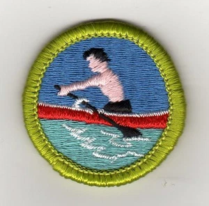 Retired - Rowing (No Vest) Merit Badge, Typ H, Clear Plastic Back (1972-02) Mint - Picture 1 of 1