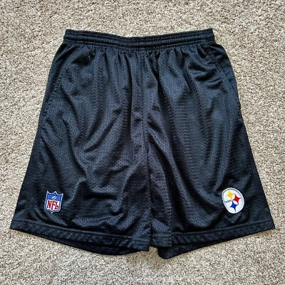 PITTSBURGH STEELERS Shorts Mens M Black Mesh Reebok Performance NFL On Field VTG - Image 1 of 4