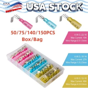 3 Way 22-10AWG Wire Connectors Heat Shrink Piggyback Spade Terminals 50-150PCS - Picture 1 of 9