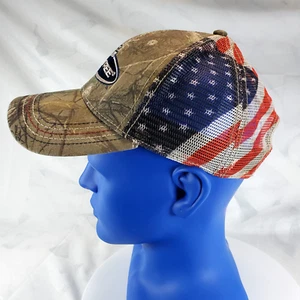 AMERICANA REALTREE CAMO USA FLAG MESH TRUCKER SNAPBACK HAT CAP - Picture 1 of 7