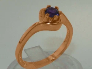 18k Rose Gold Natural Amethyst Womens Solitaire Ring - Sizes 4 to 12 - Picture 1 of 4