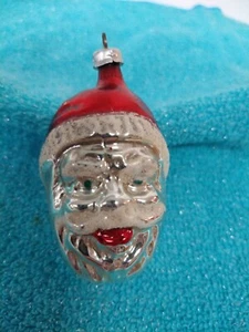 VINTAGE WEST GERMANY GLASS SANTA HEAD FIGURAL CHRISTMAS ORNAMENT MID-CENTURY - Picture 1 of 8