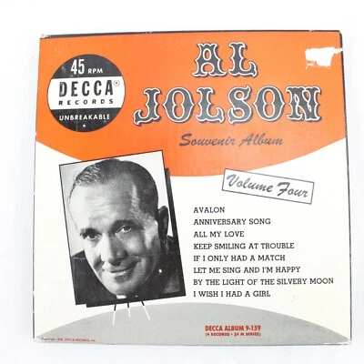 Al Jolson Souvenir Album Volume 4 45 RPM 4 x Record Box Set VG 9-159 - Image 1 of 4