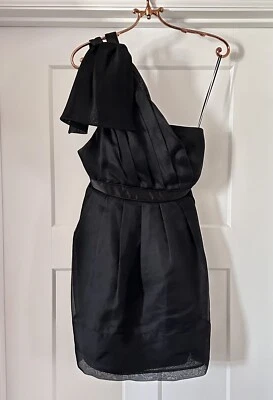 Mini Vestido Thread Social Negro Un Hombro Plisado Cintura Imperio Talla 2 Foto 1 de 4