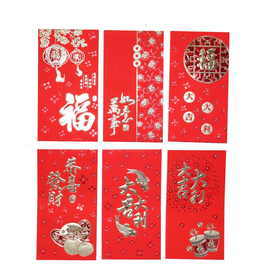 36PCS Thick Chinese Lunar New Year Lucky Money Envelopes Hong Bao Red Packet