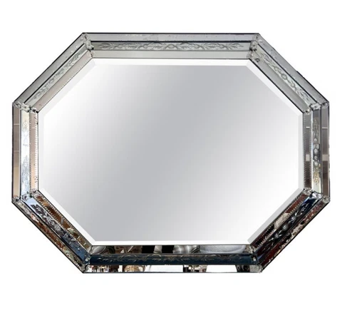 Magnificent Antique Extra Large Octagonal Venetion Mirror 62"W by 46" Tall Cover