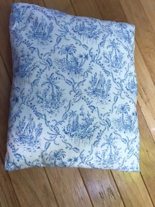HANDMADE,  BLUE & WHITE  Palms TOILE - Lumbar Throw Pillow Cover-12 X 20" - Picture 1 of 3