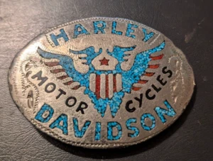 Harley Davidson Motocicleta Grande Turquesa Coral Suroeste Vintage Hebilla de Cinturón - Imagen 1 de 11