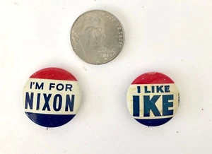 Eisenhower & Nixon Wahlpins, 50er Jahre, etwa nickelgroß, guter Zustand - Bild 1 von 2