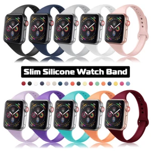 Slim Silicone Band Sports Strap for Apple Watch 10 9 8 7 6 5 SE 41/42/45/46/49mm - Picture 1 of 36