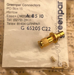 Male SMB Bulkhead Connector 50Ω RG174 Cable Front Nut Greenpar G-65205 C22 - Picture 1 of 1